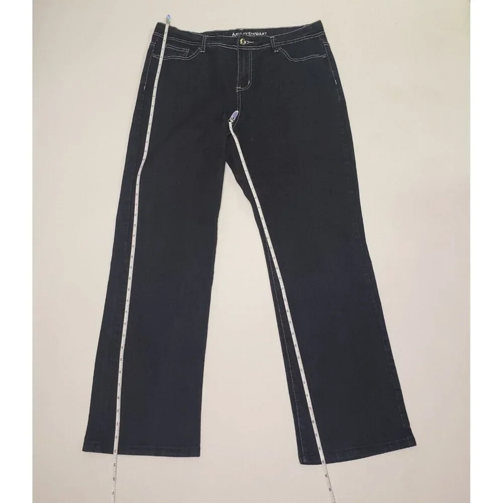 ASHLEY STEWART Denim Jeans Women's Size 14 Dark Blue Wash Citycore Dark Academia - Picture 6 of 16